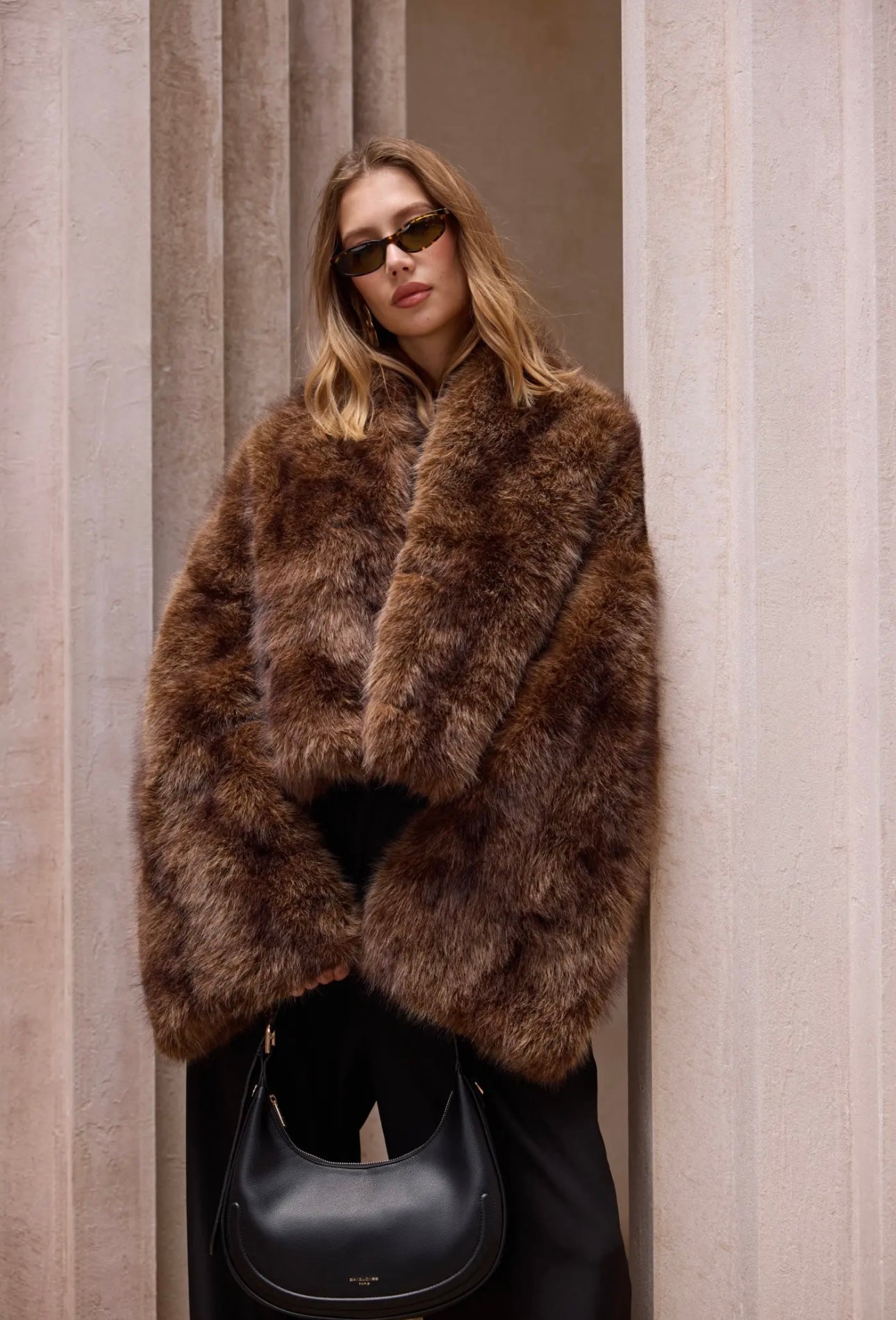 Veste fourrure camel