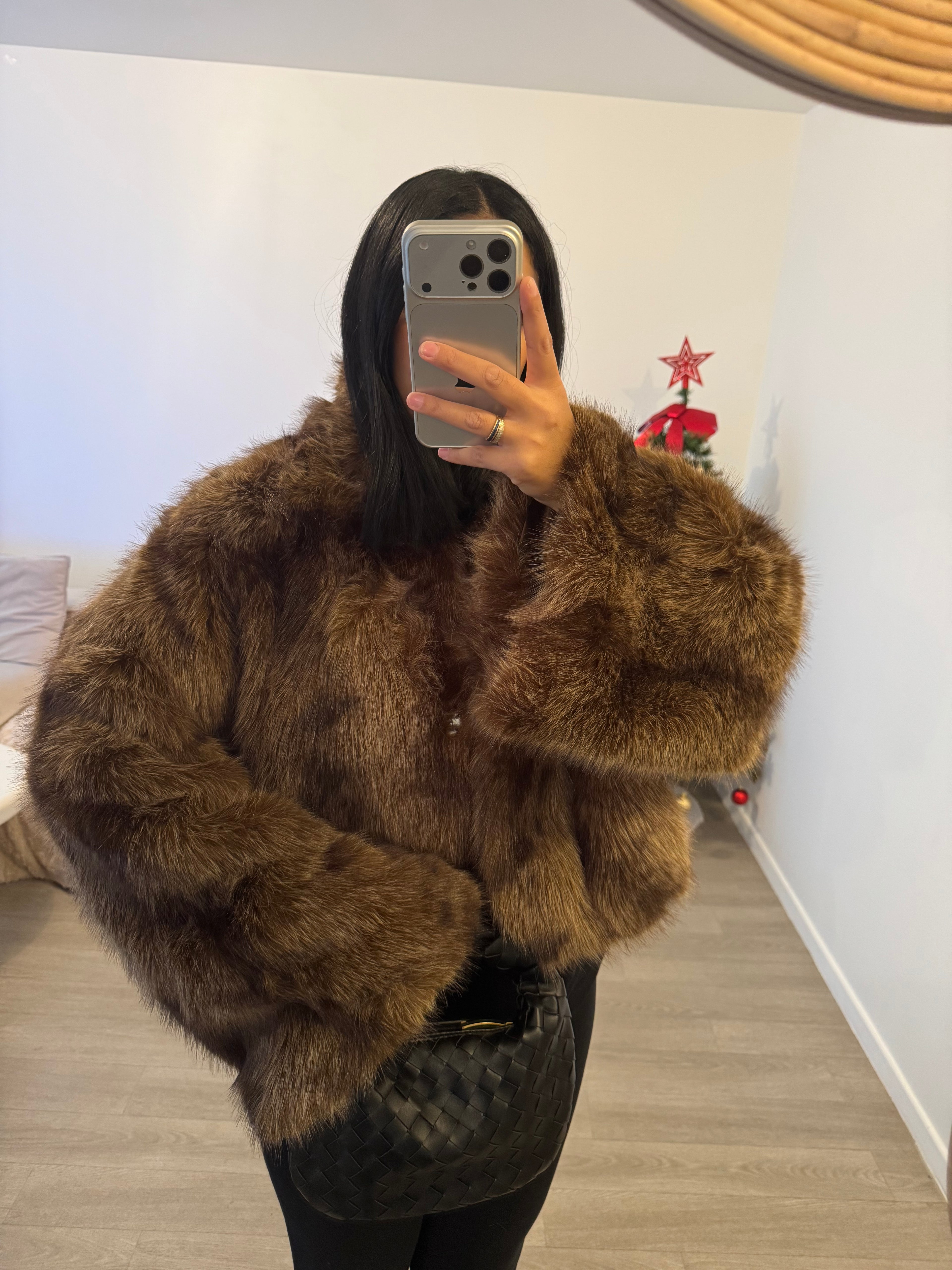 Veste fourrure camel